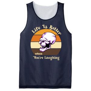 Life Is Better When Your Laughing Retro Skull Mesh Reversible Basketball Jersey Tank