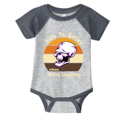 Life Is Better When Your Laughing Retro Skull Infant Baby Jersey Bodysuit