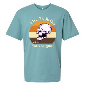 Life Is Better When Your Laughing Retro Skull Sueded Cloud Jersey T-Shirt