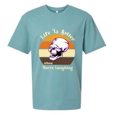 Life Is Better When Your Laughing Retro Skull Sueded Cloud Jersey T-Shirt