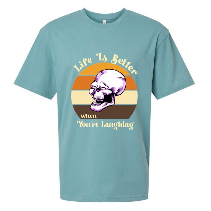 Life Is Better When Your Laughing Retro Skull Sueded Cloud Jersey T-Shirt