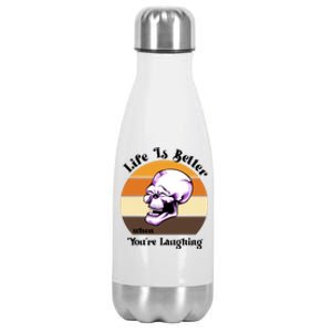 Life Is Better When Your Laughing Retro Skull Stainless Steel Insulated Water Bottle