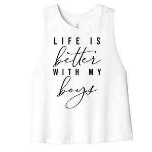 Life Is Better Cute Boy Parent Gift Women's Racerback Cropped Tank