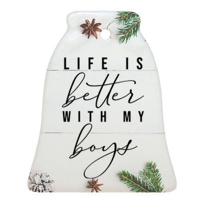 Life Is Better Cute Boy Parent Gift Ceramic Bell Ornament