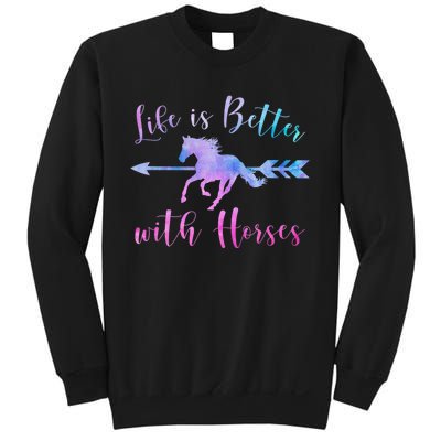 LIFE IS BETTER WITH HORSES Equestrian Rider Vintage Graphic Sweatshirt