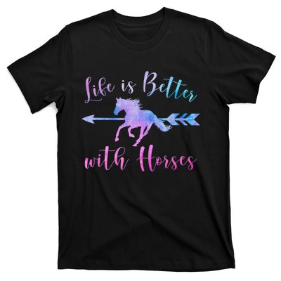 LIFE IS BETTER WITH HORSES Equestrian Rider Vintage Graphic T-Shirt