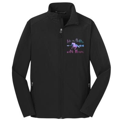 LIFE IS BETTER WITH HORSES Equestrian Rider Vintage Graphic Core Soft Shell Jacket