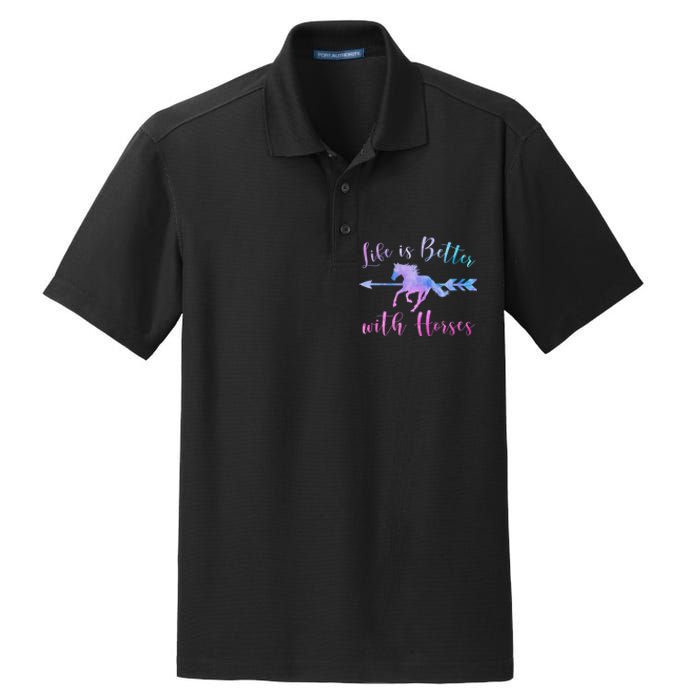 LIFE IS BETTER WITH HORSES Equestrian Rider Vintage Graphic Dry Zone Grid Polo