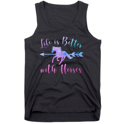 LIFE IS BETTER WITH HORSES Equestrian Rider Vintage Graphic Tank Top