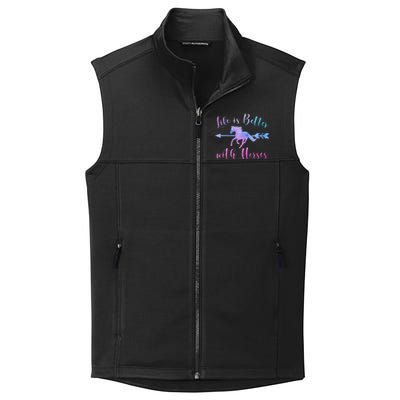 LIFE IS BETTER WITH HORSES Equestrian Rider Vintage Graphic Collective Smooth Fleece Vest