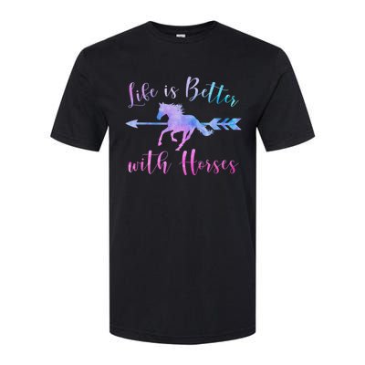 LIFE IS BETTER WITH HORSES Equestrian Rider Vintage Graphic Softstyle CVC T-Shirt