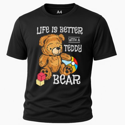 Life Is Better With A Teddy Bear Stuffed Toy Cooling Performance Crew T-Shirt