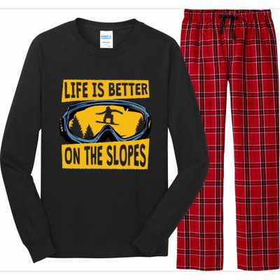 Life Is Better On The Slopes Winter Sports Snowboarding Gift Long Sleeve Pajama Set