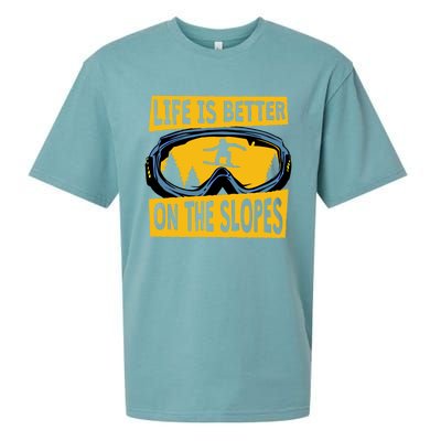 Life Is Better On The Slopes Winter Sports Snowboarding Gift Sueded Cloud Jersey T-Shirt