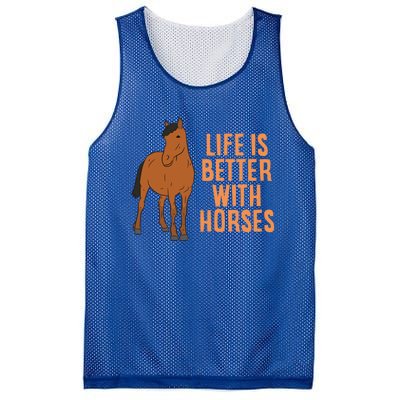 Life Is Better With Horses Funny Horseback Riding Gift Mesh Reversible Basketball Jersey Tank