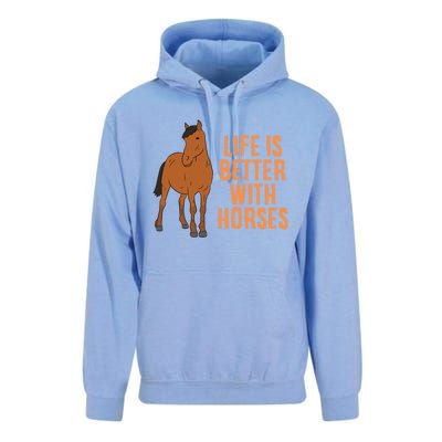 Life Is Better With Horses Funny Horseback Riding Gift Unisex Surf Hoodie