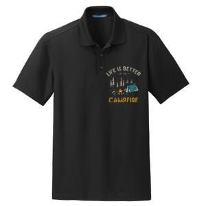 Life Is Better At The Campfire Funny Camper Camp Camping Dry Zone Grid Polo