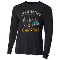 Life Is Better At The Campfire Funny Camper Camp Camping Cooling Performance Long Sleeve Crew