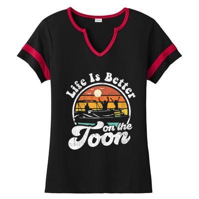 Life Is Better On The Toon Funny Pontoon Boat Boating Gift Ladies Halftime Notch Neck Tee