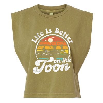 Life Is Better On The Toon Funny Pontoon Boat Boating Gift Garment-Dyed Women's Muscle Tee