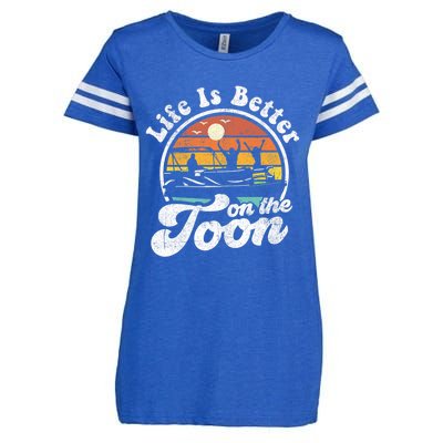 Life Is Better On The Toon Funny Pontoon Boat Boating Gift Enza Ladies Jersey Football T-Shirt