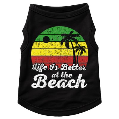 Life Is Better At The Beach Vintage Palm Tree Beach Vacation Doggie Tank