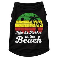 Life Is Better At The Beach Vintage Palm Tree Beach Vacation Doggie Tank