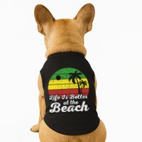 Life Is Better At The Beach Vintage Palm Tree Beach Vacation Doggie Tank