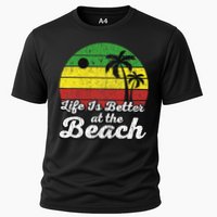 Life Is Better At The Beach Vintage Palm Tree Beach Vacation Performance Shirt