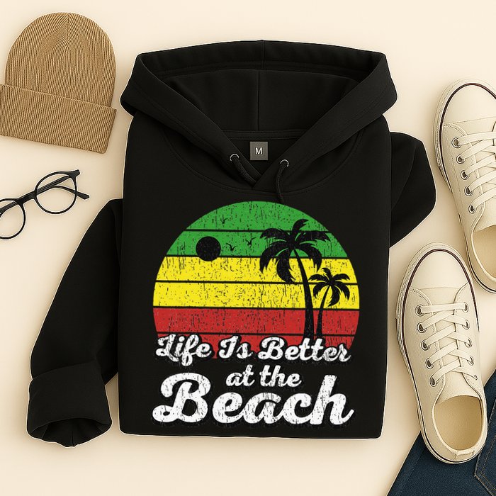 Life Is Better At The Beach Vintage Palm Tree Beach Vacation Hoodie