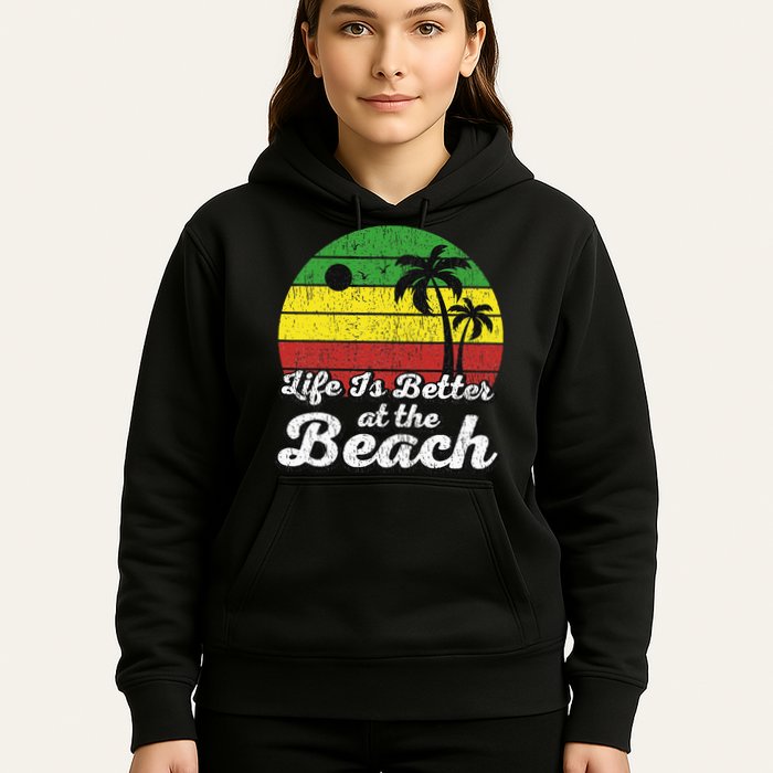 Life Is Better At The Beach Vintage Palm Tree Beach Vacation Hoodie