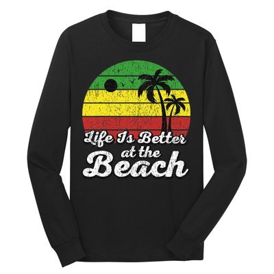 Life Is Better At The Beach Vintage Palm Tree Beach Vacation Long Sleeve Shirt