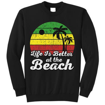 Life Is Better At The Beach Vintage Palm Tree Beach Vacation Sweatshirt