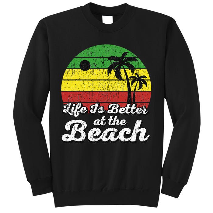 Life Is Better At The Beach Vintage Palm Tree Beach Vacation Sweatshirt