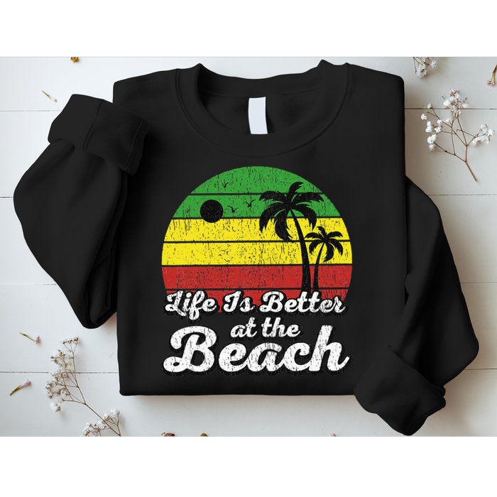Life Is Better At The Beach Vintage Palm Tree Beach Vacation Sweatshirt