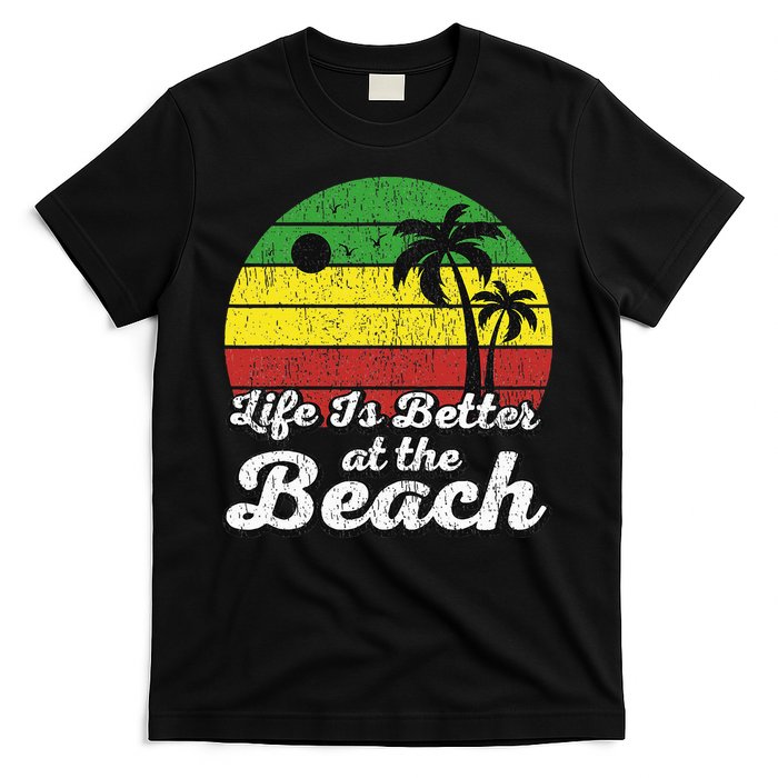 Life Is Better At The Beach Vintage Palm Tree Beach Vacation T-Shirt