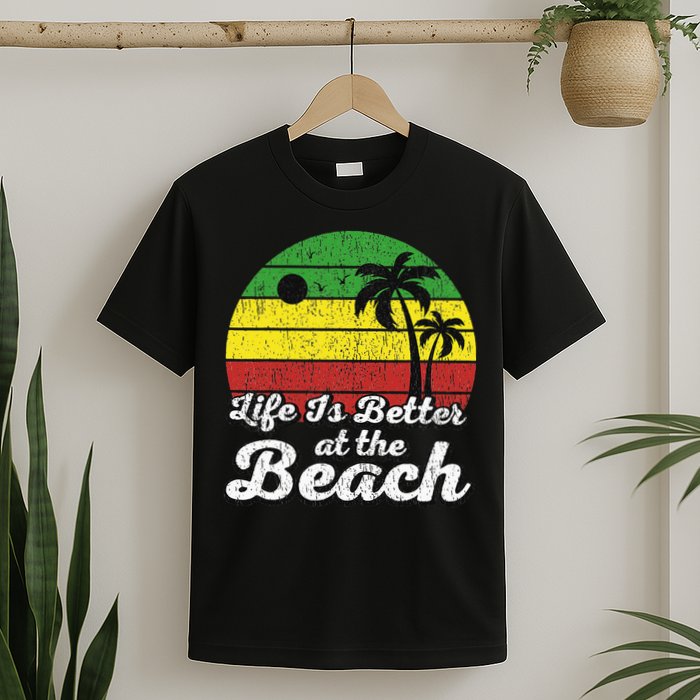 Life Is Better At The Beach Vintage Palm Tree Beach Vacation T-Shirt