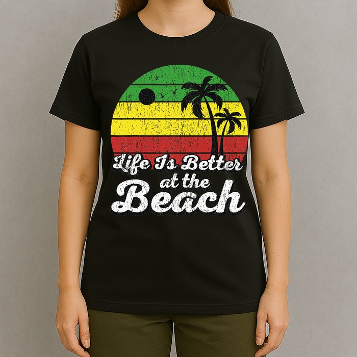 Life Is Better At The Beach Vintage Palm Tree Beach Vacation T-Shirt