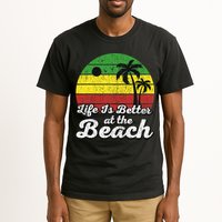 Life Is Better At The Beach Vintage Palm Tree Beach Vacation Tall T-Shirt