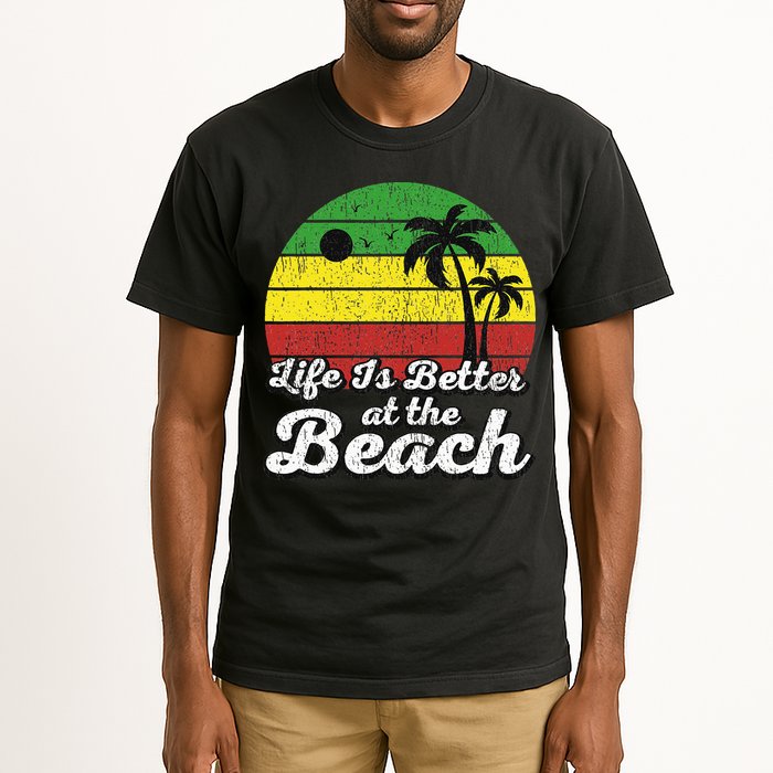 Life Is Better At The Beach Vintage Palm Tree Beach Vacation Tall T-Shirt