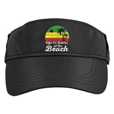 Life Is Better At The Beach Vintage Palm Tree Beach Vacation Adult Drive Performance Visor