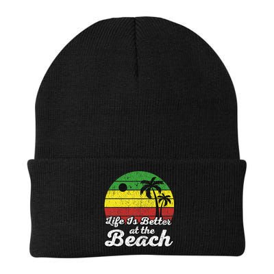 Life Is Better At The Beach Vintage Palm Tree Beach Vacation Beanie