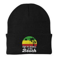 Life Is Better At The Beach Vintage Palm Tree Beach Vacation Beanie