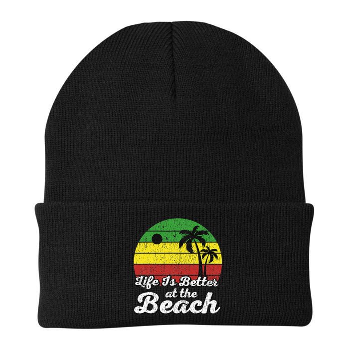 Life Is Better At The Beach Vintage Palm Tree Beach Vacation Beanie