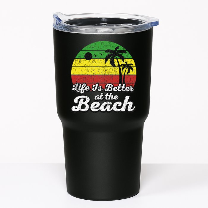 Life Is Better At The Beach Vintage Palm Tree Beach Vacation Tumbler