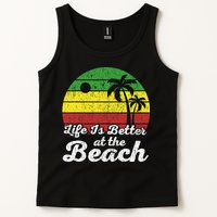Life Is Better At The Beach Vintage Palm Tree Beach Vacation Tank Top