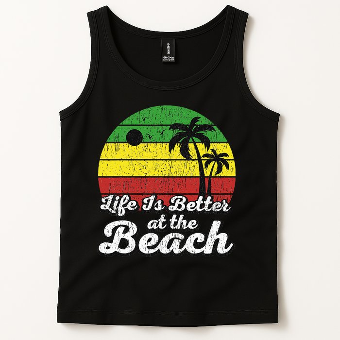 Life Is Better At The Beach Vintage Palm Tree Beach Vacation Tank Top