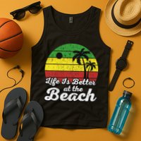 Life Is Better At The Beach Vintage Palm Tree Beach Vacation Tank Top