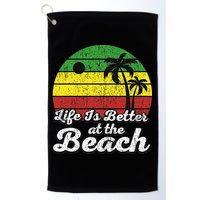 Life Is Better At The Beach Vintage Palm Tree Beach Vacation Golf Towel