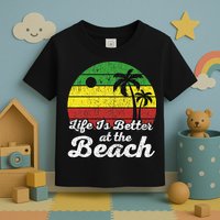 Life Is Better At The Beach Vintage Palm Tree Beach Vacation Toddler T-Shirt